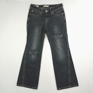 Levis Noughties Bootcut Jeans Women 27 Black Medium Wash Distressed Flare